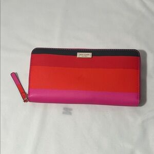Kate Spade Laurel Way Bonita Stripe Neda Zip-Around Wallet.